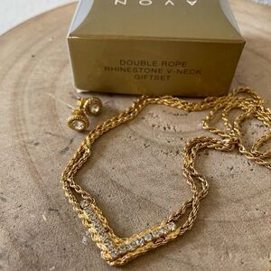 Avon Double Rope V-Neck Necklace and Matching Earrings